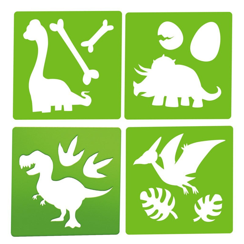 World of Dinosaurs Stoepkrijt Dino met Sjablonen, 10dlg.