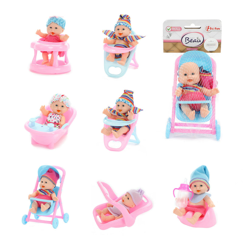 Baby Beau Mini Babypop Zittend, 12cm