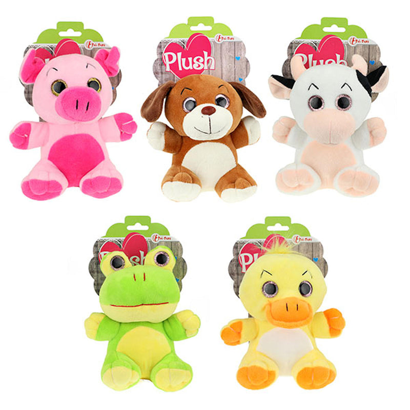 PLUSH Pluchen dier met grote ogen aan kaart 5ass