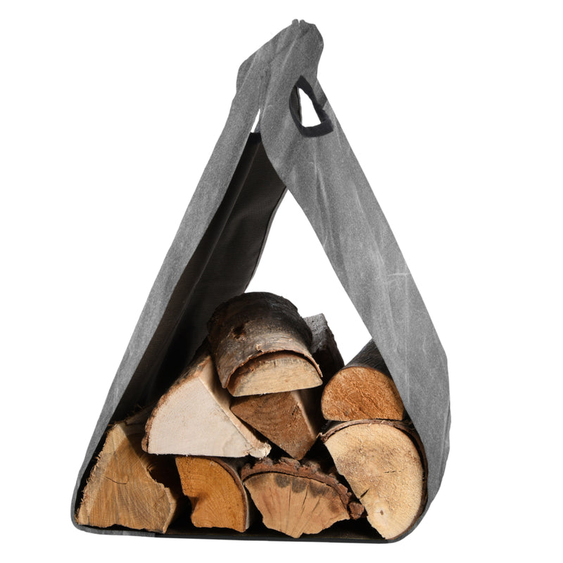 Esschert Design Haardhout Drager Gewaxt Canvas/Grijs