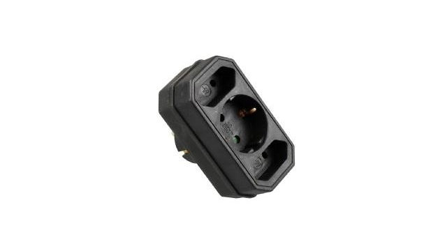 VB 41199 Verloopstekker 2x Euro + 1x RA Zwart