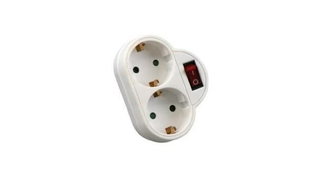 VB 41340 Doorvoerstekker 2-Voudig + RA + Schakelaar