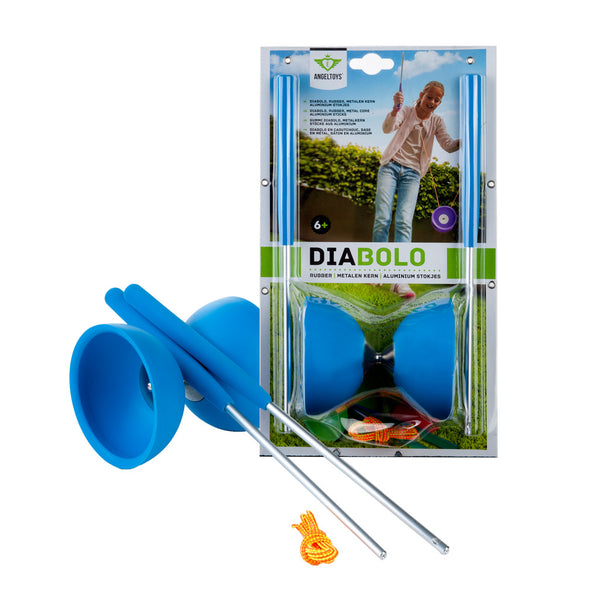 Angel Toys Diabolo Rubber Blauw Met Metalen Stokjes