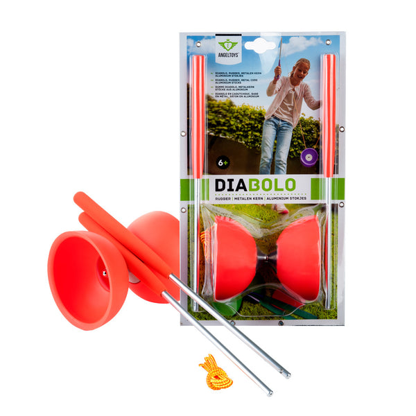 Angel Toys Diabolo Rubber Rood Met Metalen Stokjes