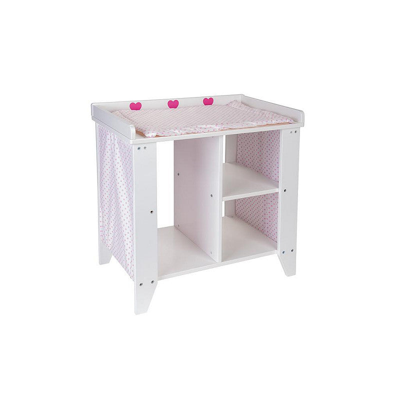 Poppen Commode wit/roze 52x34x53cm