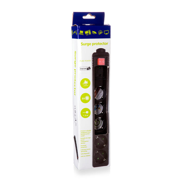 Energenie SPG5C5 5 Voudige Stekkerdoos met Schakelaar 1.50 M Zwart
