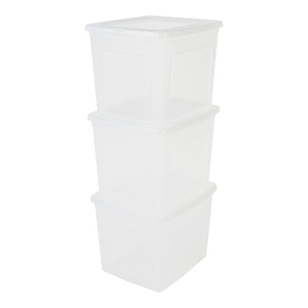 Iris Opbergbakken met Deksel 39.5x34x29.3 cm 3 Stuks Transparant