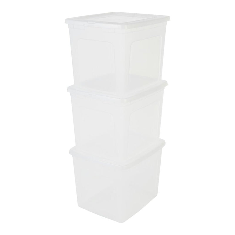 Iris Opbergbakken met Deksel 39.5x34x29.3 cm 3 Stuks Transparant