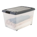 Iris Opbergbox met Wieltjes 50L 38x55x33 cm Wit/Grijs/Transparant