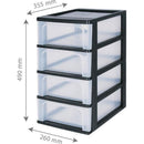 Iris Ladekast 49x35.5x26 cm 4x7L Zwart/Transparant