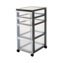 Iris Ladekast met Wieltjes 39x29x62 cm Zwart/Transparant