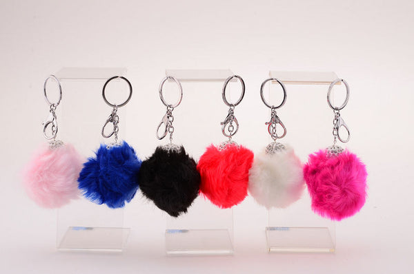 Sleutelhanger pluche bol met kristal 12 stuks