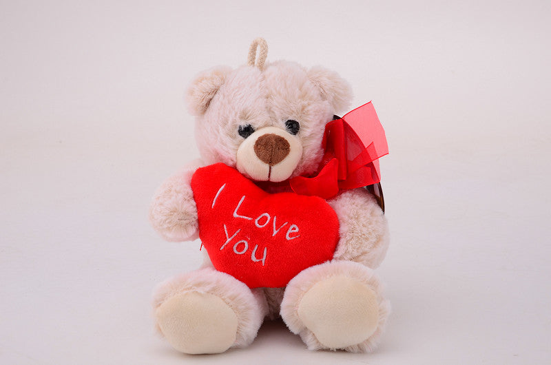 Pluche beer met hart +/- 20cm