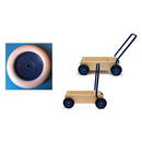 Van Bueren Houten Duwwagen met Leren Lopen Stand Blauw