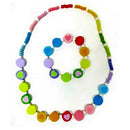 Simply for Kids Houten Kralenketting + Armbandje Hartjes Rond