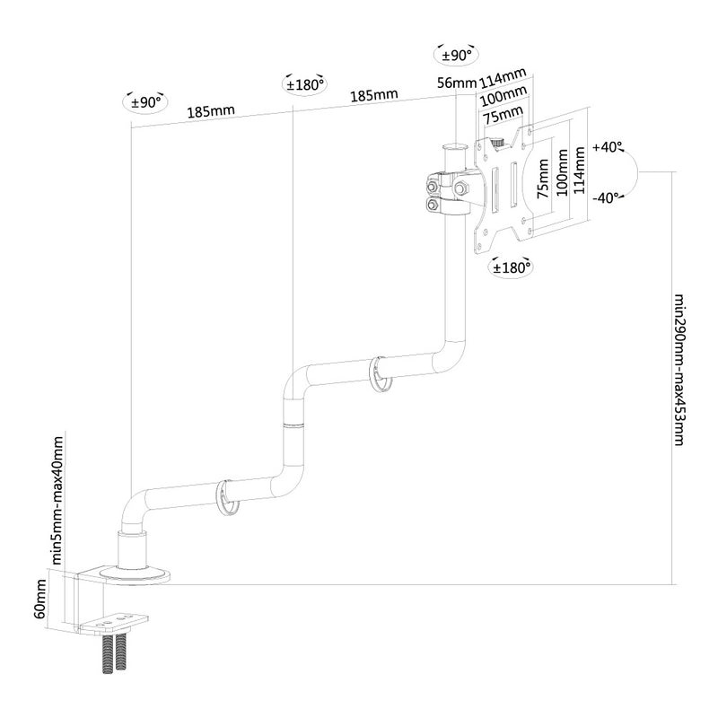Newstar FPMA-D010BLACK Flatscreen Bureausteun Zwart