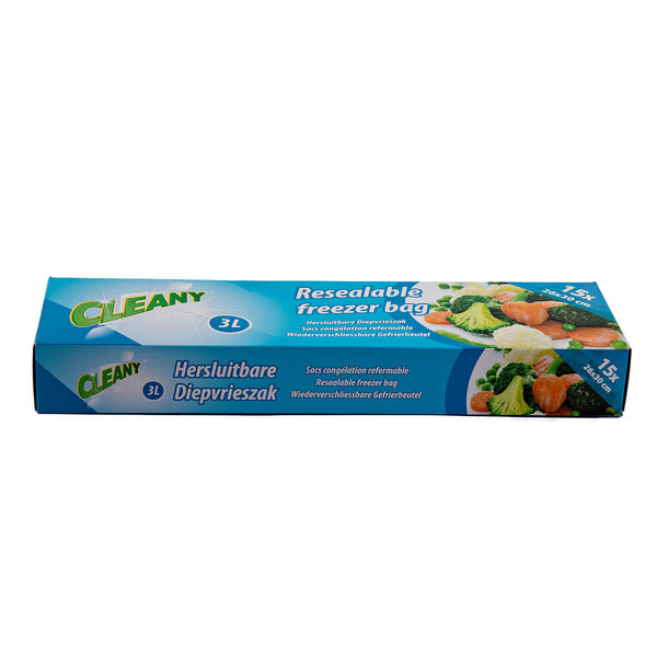 Cleany Diepvrieszak hersluitbaar 3 Liter - 15 stuks