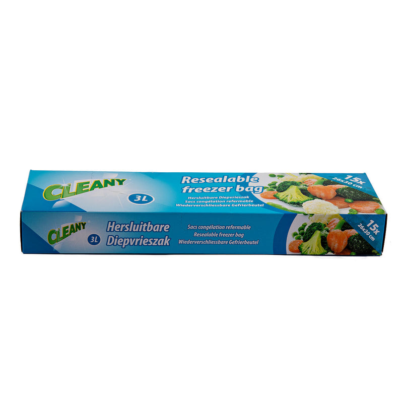 Cleany Diepvrieszak hersluitbaar 3 Liter - 15 stuks