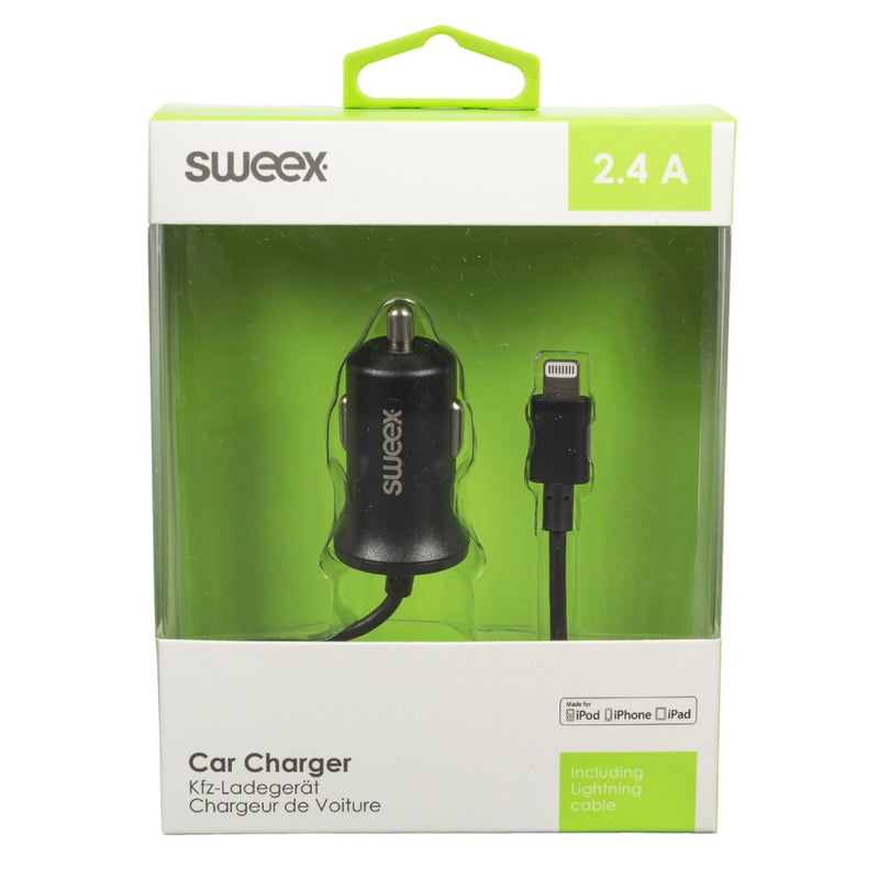 Sweex CH-009BL Autolader 2.4 A Apple Lightning Zwart