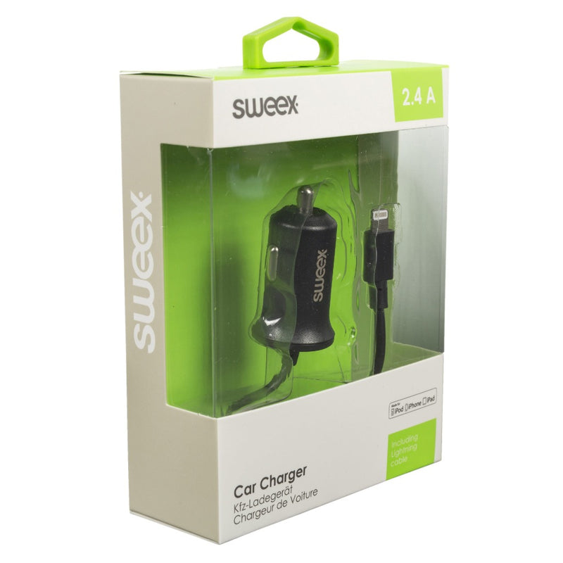 Sweex CH-009BL Autolader 2.4 A Apple Lightning Zwart