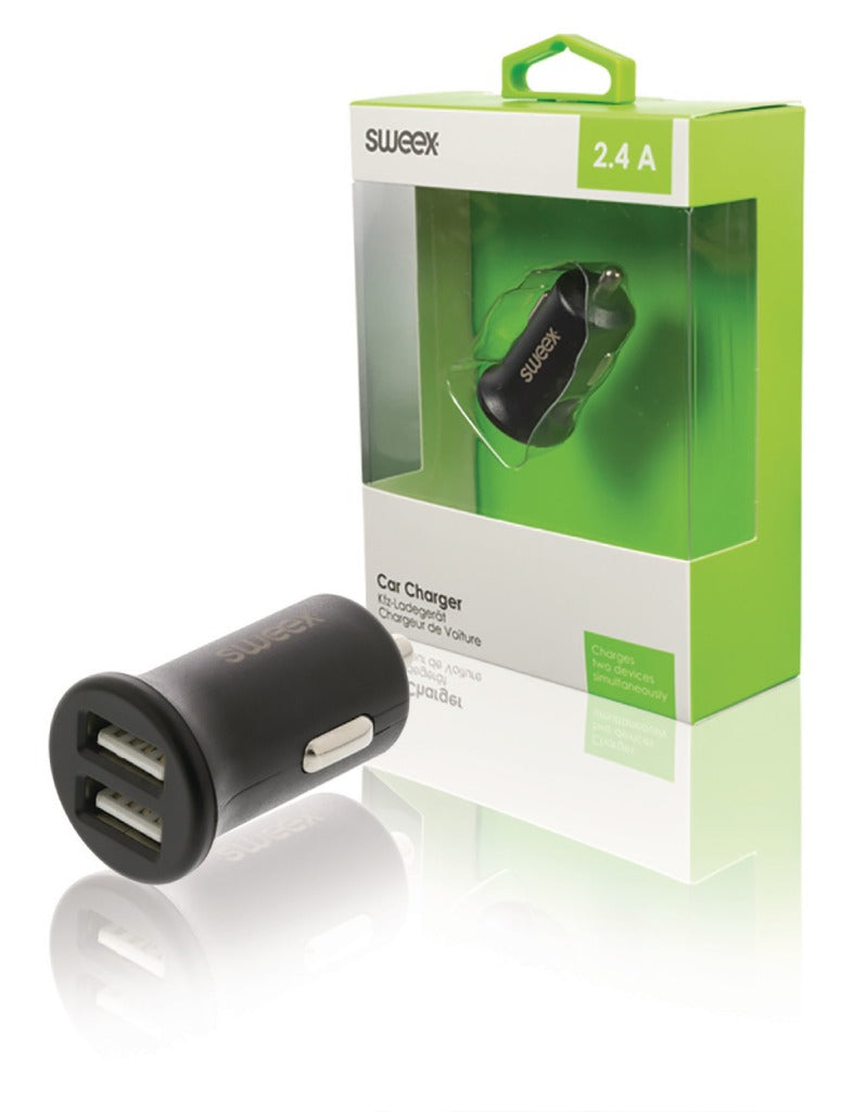 Sweex CH-011BL Autolader 2-uitgangen 2.4 A 2x Usb Zwart