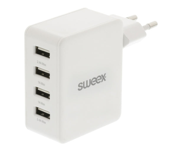 Sweex CH-007WH Lader 4 - Uitgangen 4.8 A Usb Wit