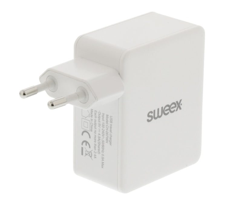 Sweex CH-007WH Lader 4 - Uitgangen 4.8 A Usb Wit