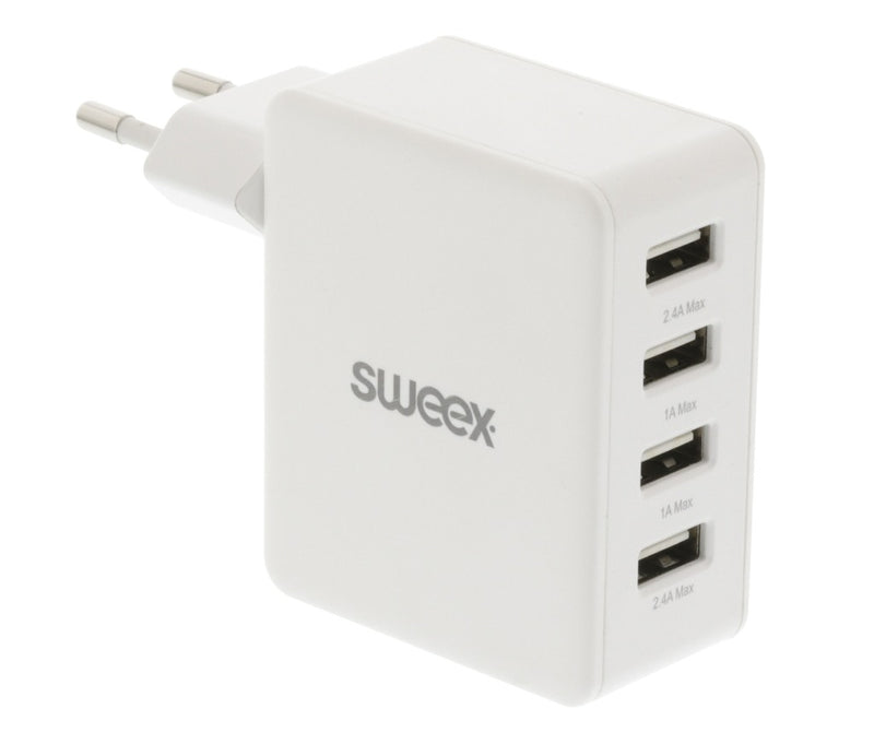 Sweex CH-007WH Lader 4 - Uitgangen 4.8 A Usb Wit
