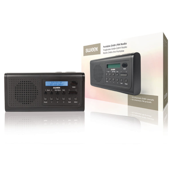 Sweex SWDABR100BK Draagbare Dab+ Radio Dab+ / Fm Zwart