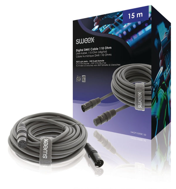 Sweex SWOP15500E150 Xlr Digitale Kabel Xlr 5-pins Male - Xlr 5-pins Female 15.0 M Donkergrijs