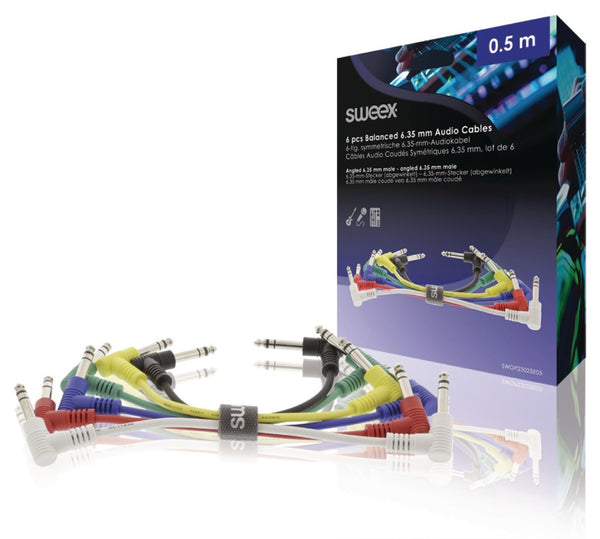 Sweex SWOP23025E05 Stereo Audiokabel 6.35 Mm Male - 6.35 Mm Male 0.50 M Donkergrijs