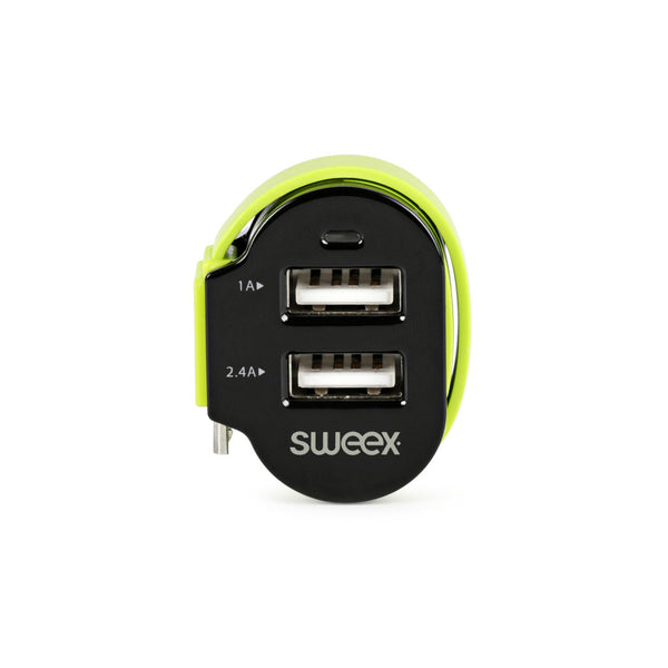 Sweex CH-023BL Autolader 3-uitgangen 6 A 2x Usb / Micro-usb Zwart/groen