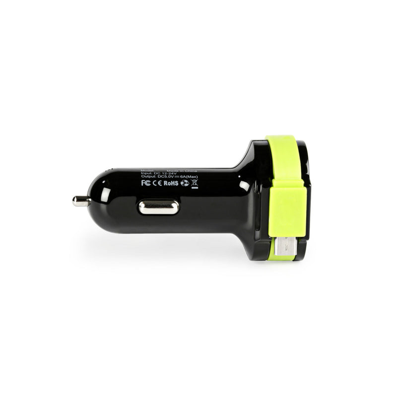 Sweex CH-023BL Autolader 3-uitgangen 6 A 2x Usb / Micro-usb Zwart/groen