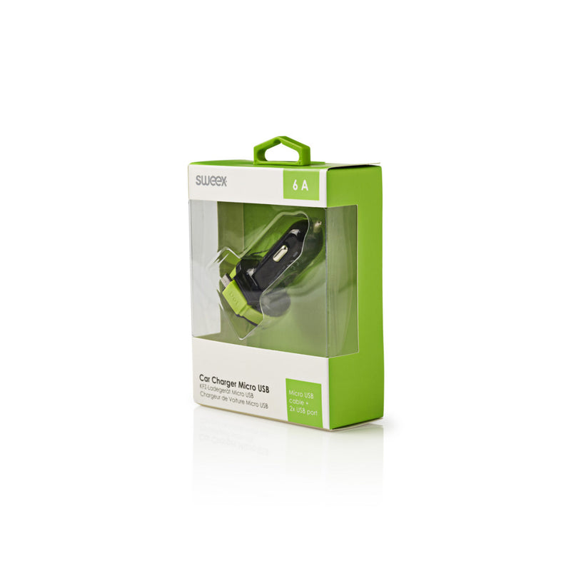 Sweex CH-023BL Autolader 3-uitgangen 6 A 2x Usb / Micro-usb Zwart/groen