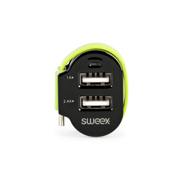 Sweex CH-024BL Autolader 3-uitgangen 6 A 2x Usb / Usb-c&trade; Zwart/groen