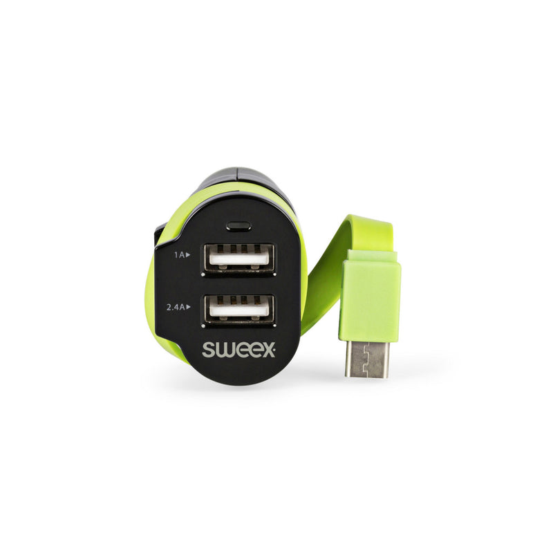 Sweex CH-024BL Autolader 3-uitgangen 6 A 2x Usb / Usb-c&trade; Zwart/groen