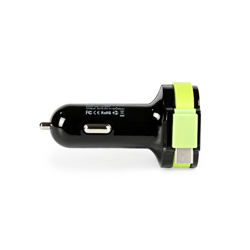 Sweex CH-024BL Autolader 3-uitgangen 6 A 2x Usb / Usb-c&trade; Zwart/groen