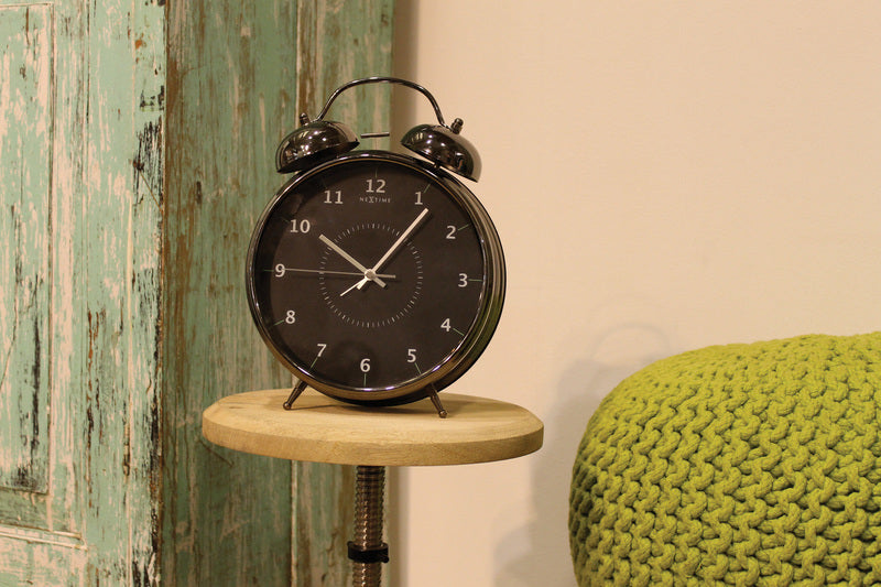 NeXtime NE-5113ZW Wekker Dia. 23 Cm, Metaal, Zwart, 'Wake Up'