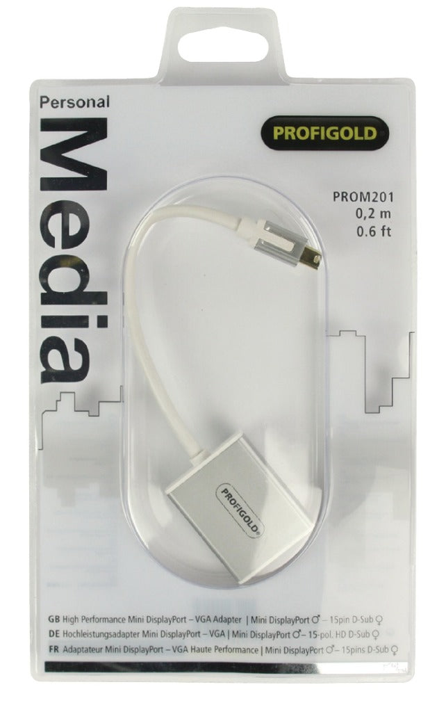 Profigold Prom201 Mini Displayport-adapter Mini Displayport Male - Vga Female 0,20 M Wit