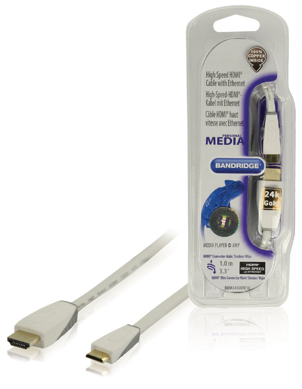 Bandridge Bbm34500w10 High Speed Mini Hdmi met Ethernet Kabel 1,00 M