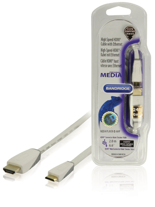 Bandridge Bbm34500w20 High Speed Mini Hdmi met Ethernet Kabel 2,00 M