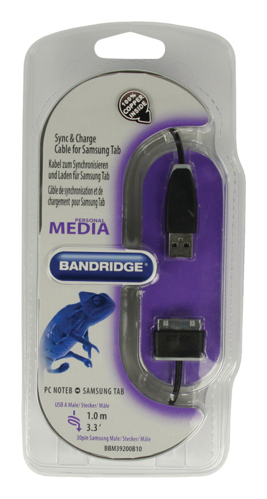 Bandridge Bbm39200b10 Samsung Tab Synchronisatie- en Oplaadkabel 1,00 M