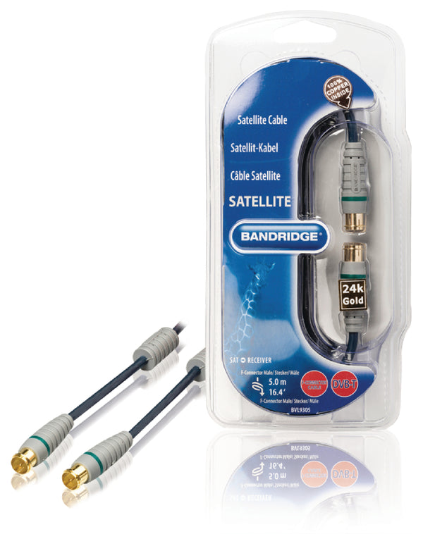 Bandridge BVL9305 Antennekabel F-male Quick - F-male Quick 5.00 M Wit