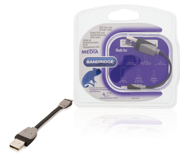 Bandridge BBM39300B01 Data En Oplaadkabel Apple Lightning - A Male 0.10 M Zwart