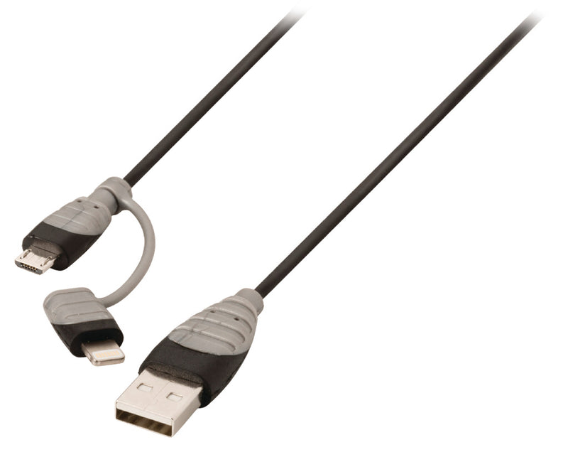 Bandridge BBM39400B10 2-in-1 Data En Oplaadkabel Usb Micro-b Male + Lightningadapter - A Male 1.00