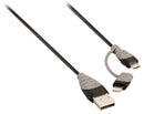 Bandridge BBM39400B10 2-in-1 Data En Oplaadkabel Usb Micro-b Male + Lightningadapter - A Male 1.00