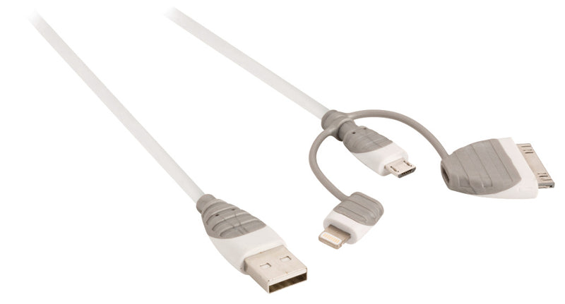Bandridge BBM39410W10 3-in-1 Data En Oplaadkabel Usb Micro-b Male + Dockadapter + Lightningadapter