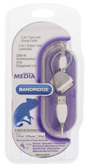 Bandridge BBM39410W10 3-in-1 Data En Oplaadkabel Usb Micro-b Male + Dockadapter + Lightningadapter