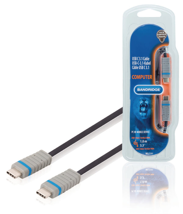 Bandridge BCL5201 Usb 3.1 Kabel Usb-c Male - Usb-c Male 1.00 M Blauw