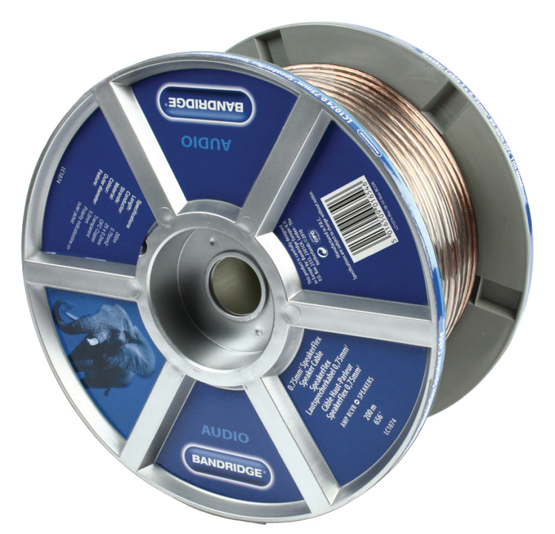 Bandridge LC1074 Luidsprekerkabel Op Rol 2x 0.75 Mm&sup2; 200.0 M Transparant